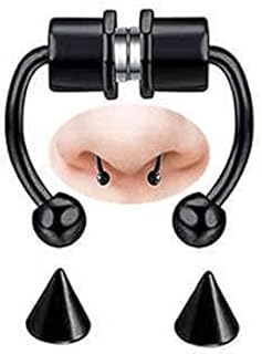 MOTONG Magnetic Septum Nose Ring,Horseshoe Fake Nose Rings,Reusable Fashion Nose Ring,Stainless Steel Faux Septum Rings,Non Piercing Clip-on Nose Hoop Rings for Men Women Gift.