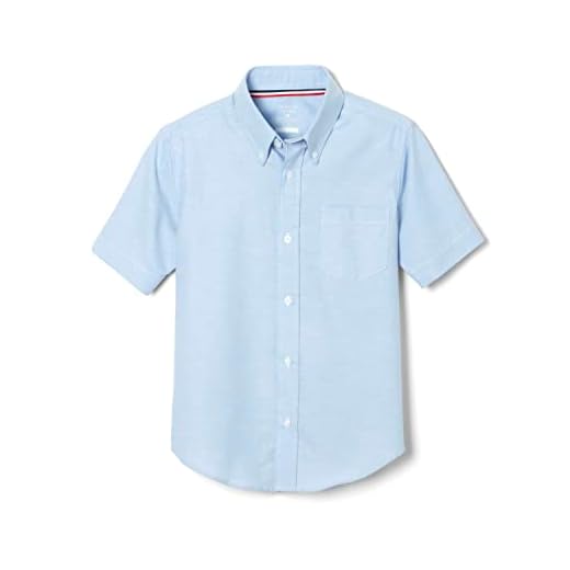 French Toast Boys' Big Short Sleeve Oxford Dress Shirt (Standard & Husky), Light Blue, 8
