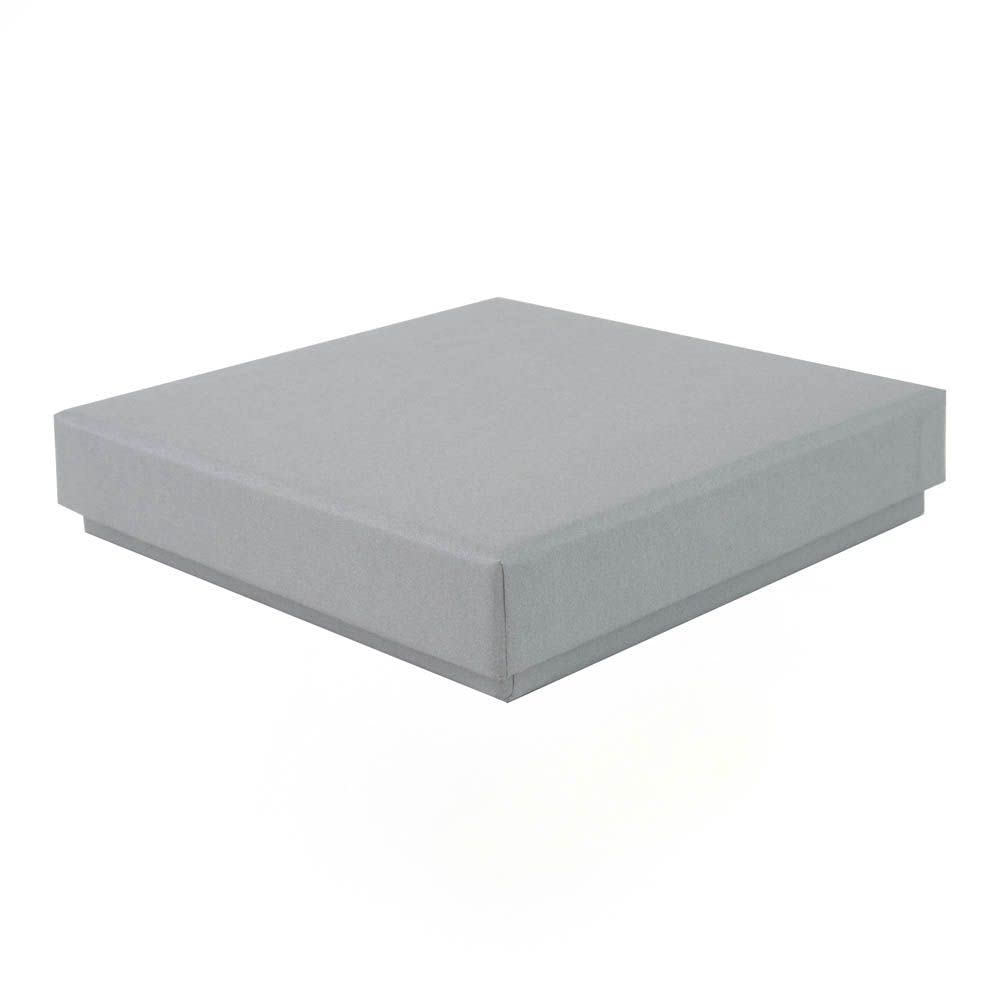 12 Large Square Grey Jewellery Gift Boxes with Lid, 108x108x23mm | For Bracelet, Bangle & Necklace, Shallow Depth | Eco Kraft Paper Box with Anti-Tarnish Insert | FSC Certified โ image 1