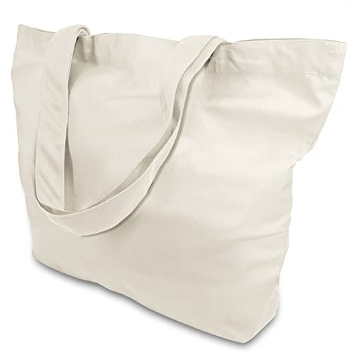 TOPDesign 12-Pack Super Strong Large 12oz Cotton Canvas Tote Bags, Reusable Grocery Shopping Cloth Bags, Fashionable Two-Tone Totes for Crafts, DIY Your Creative Designs by TOPDesign - Used condition - US$50.13