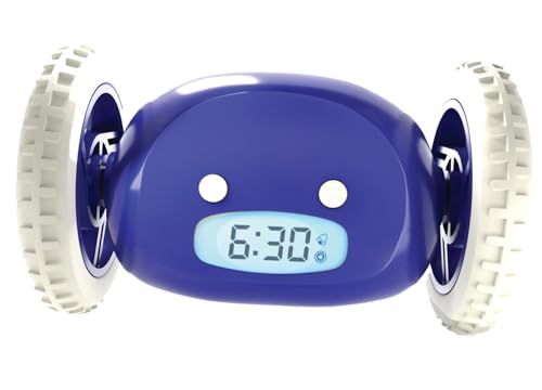 CLOCKY Réveil Matin Roulant Forte Sonnerie Reveil Puissant Gros Dormeurs Reveil pour Sourd Reveil Tres Bruyant Reveil Chambre Adulte Enfant Adolescent Reveil LED Roule Saute, Cadeau Amusant (Marine)