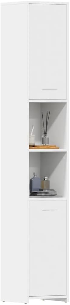 Tall Bathroom Cabinet White Engineered Wood with Matte Finish 11.8 x 11.8 x 72.2 in Storage for Bathroom Vanity Combo and Minimalist Vanity Set