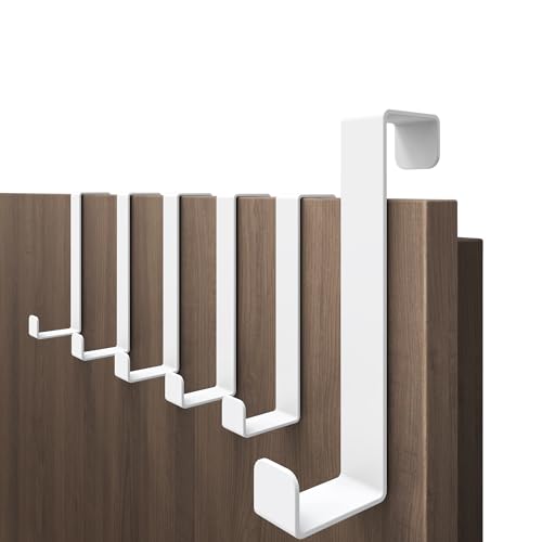 4smile Appendiabiti da Porta, Bianco - 6 x Acciaio Inox Attaccapanni - Gancio Porta con Elevata Capacità di Carico, Versatili Ganci Adatti Ovunque