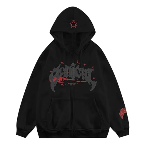 Image of Men's Casual Printed Long Sleeve Hoodie with Soft Cotton Blend, Relaxed Fit for Daily Wear and Layering, Breathable Fabric, S-3XL (Red, XL)