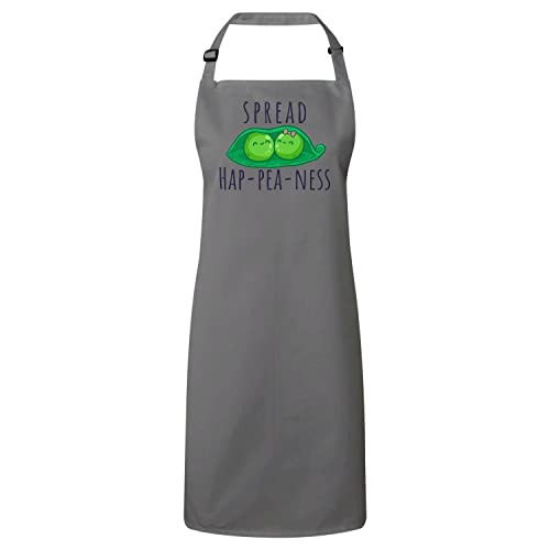 Tablier de cuisine gris Spread Hap-pea-ness pour cuisiner dans la joie