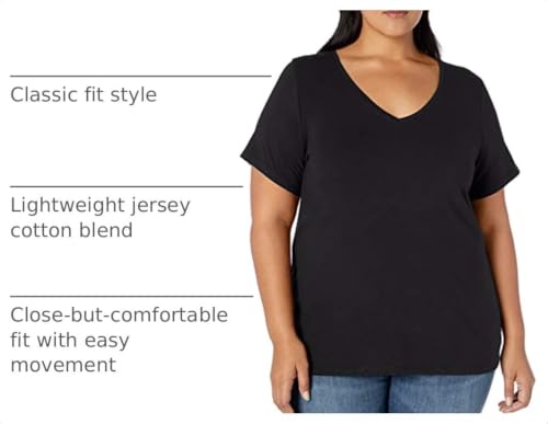 Image of Amazon Essentials Women's Plus Size Short-Sleeve V-Neck T-Shirt