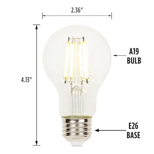 Image of Westinghouse Lighting 5258000 6.5 Watt (60 Watt Equivalent) A19 Dimmable Clear Filament LED Light Bulb, Medium Base