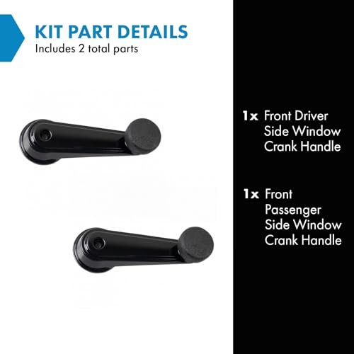 Image of TRQ Front Window Crank Handle Set Black Compatible with 1995-2003 Mack CH 2008-2009 CHU 2001-2007 CV 2006-2007 CXP CXU GU7 GU8