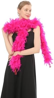 80 Gram 2 Yard Chandelle Feather Boa, Great for Party, Wedding, Halloween Costume, Christmas Tree Decoration