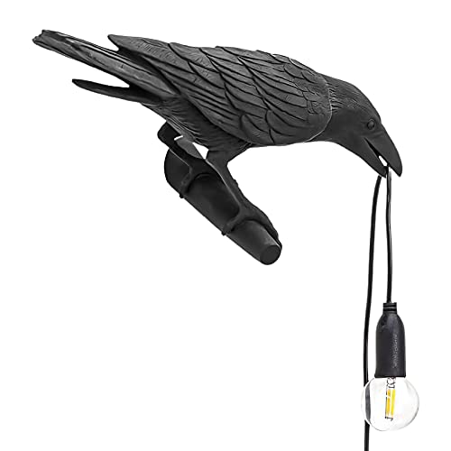 Raven Wall Sconce Resin Crow Table Lamp Birds Desk Lamp Creative Night Light Modern Art Fixture For Living Room Bedside Bedroom Office Study Dorm Decor With Us Plug, Black (Bulb Included) #TOP5