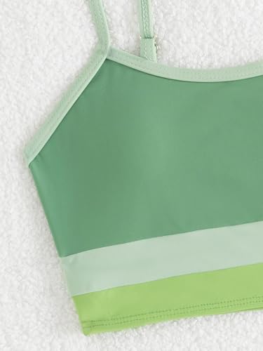 Image of Verdusa Girl's 2 Piece Colorblock High Waisted Bikini Sets Swimsuit Swimwear Bathing Suits