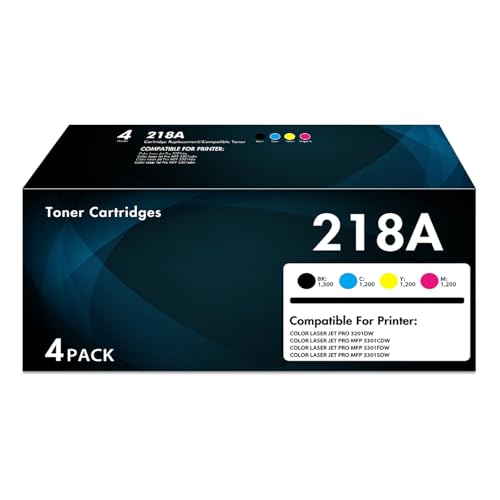 aceink 218A Toner Cartridges 4 Pack Compatible for HP 218A 218X Toner W2180A W2180X Ink Cartridges Works with Color Laser Pro 3201dw MFP 3301 Series 3301fdw 3301sdw 3301cdw Printer (with Chip) by aceink - Used condition - US$90.85