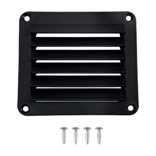 Qianly Rectangular Louvered Vent Cabin Air Grille Cover 5.51x4.84 inch Hardware Fitting Louvered Vent Grill Boat Vents for Home, Black