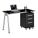 Produktbild hjh OFFICE 673945 Schreibtisch mit Glasplatte 120 x 60 Nero Schwarz Büro Computertisch mit Stauraum, Schubladen abschließbar