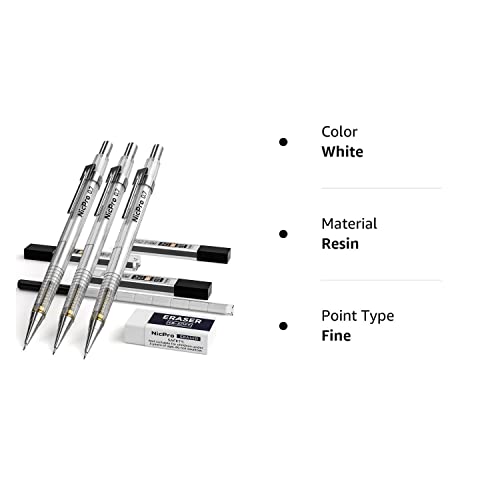 Nicpro 3 Pcs 0.7 Mm Art Mechanical Pencil Set With Case, Drafting Pencil 0.7Mm With 3 Tubes Hb Lead Refills, Eraser For School Supplier, Architect Art Writing, Drafting, Drawing, Sketching #TOP6
