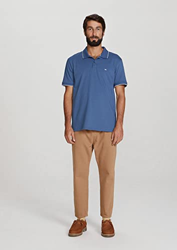 Camisa Polo Básica Masculina Em Malha De Algodão Com Bordado