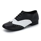 Syrads Zapatos de Baile para Hombre con Cordones de Cuero SintéTico para Salsa Latina Tango Práctica Danza Zapatos Negro 43 EU