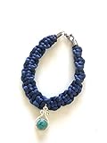 Color muy favorecedor. Ethnos Barcelona - Pulsera de Macramé con Colgante de Turquesa y Plata. Medida: 17 cms.