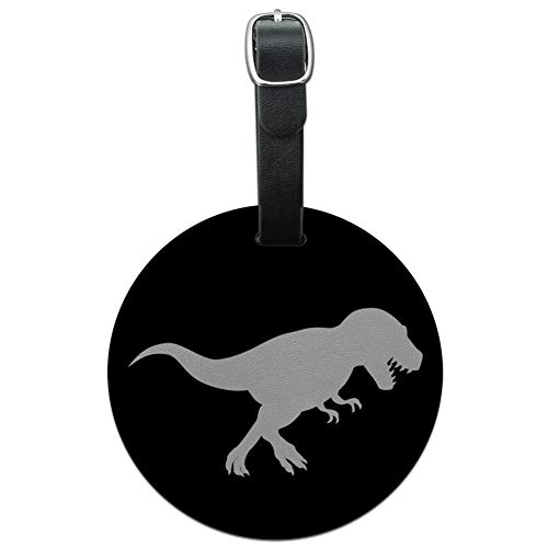 Dinosaur Tyrannosaurus Rex Black White Round Leather Luggage Card Id Tag #TOP12