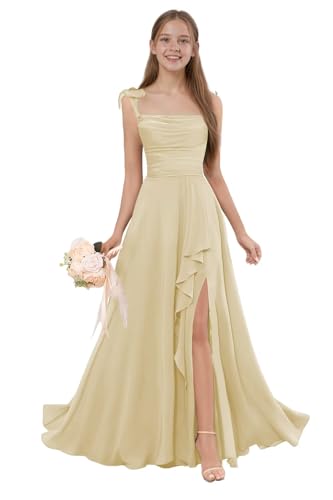 Spaghetti Straps Junior Bridesmaid Dresses Chiffon Flower Girl Dress for Wedding Ruffle Formal Dress for Girls3