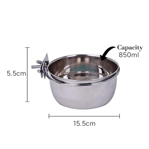 Image of Pets Empire Best Stainless Steel Birds Coop Cup Feeder Bowl (850ML, COOP Cup CLAMP Holder)