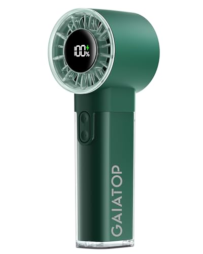 Gaiatop Portable Handheld Turbo Fan, 1-100 Adjustable High Speeds, 3-20Hrs Cooling Times, 4800mAh USB Rechargeable Portable Small Hand Fans with Lanyard for Outdoor, Travel, Home, Make Up, Army Green