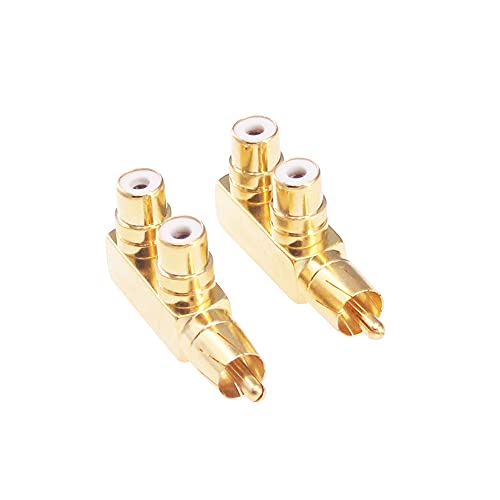 Adaptador RCA macho a doble hembra F91-2 elimina ruidos al duplicar cables de audio vídeo