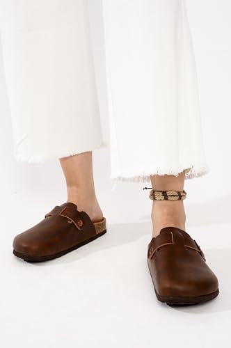 Image of Project Cloud 100% Genuine Leather Footbed Clogs for Women - Memory Foam Arch Support Slippers for Women - Trendy Slip-ons Women's Mules & Clogs Sandals
