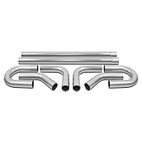 DNA MOTORING 8Pcs 3 Inches Mild Steel DIY Custom Exhaust Tubing Mandrel Bend Pipes Straight & U-Bend Kit, Universal Fit, ZTL-30RAW-8P