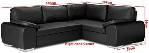 Sofas and More ENZO - CORNER SOFA BED WITH STORAGE - FAUX LEATHER - RIGHT HAND SIDE ORIENTATION (BLACK)