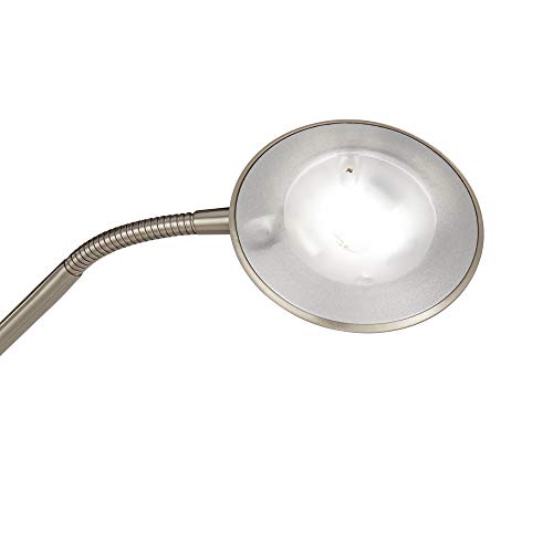 360 Lighting Canby Modern Torchiere Floor Lamp Standing With Side Light Led 72" Tall Brushed Nickel Silver Metal White Acrylic Diffuser For Living Room Reading House Bedroom Home Office #TOP4