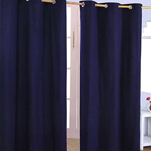 HOMESCAPES Orange Eyelet Curtain Pair 117cm (46") Wide x 137cm (54") Drop Plain Heavy Unlined Curtains