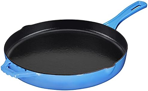 Bruntmor 12'' Blue Pre-seasoned Cast Iron Frying Pan, 12 Inch Oven Safe Skillet, Grill Pan Set, Nonstick Cookware And Bakeware For Casserole Dish