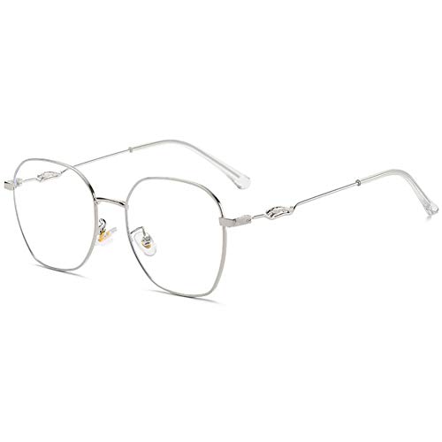 KOOSUFA Lunettes de soleil en métal avec filtre à lumière bleue - Pour homme et femme - Anti-lumière bleue - Sans correction - Pour jeux vidéo - Avec étui, argenté, Taille unique Cover