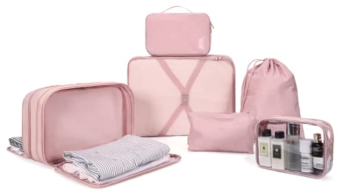 Packing Cubes, BAGSMART 6 Set Compression Packing Cubes for Suitcase, Lightweight Travel Organizer Bags for Luggage, Waterproof Suitcase Organizers for Woman & Man