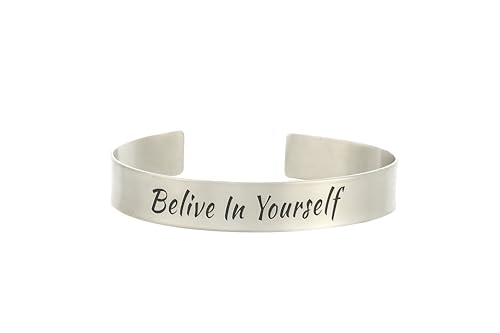 Bijoux personnalisés de rappel bracelet ouvert de motivation argent