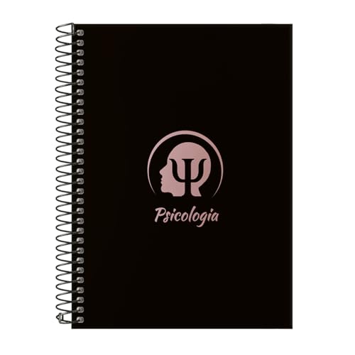 Caderno Colegial 10 Matérias Profissões Psicologia (Preto e Rosê)