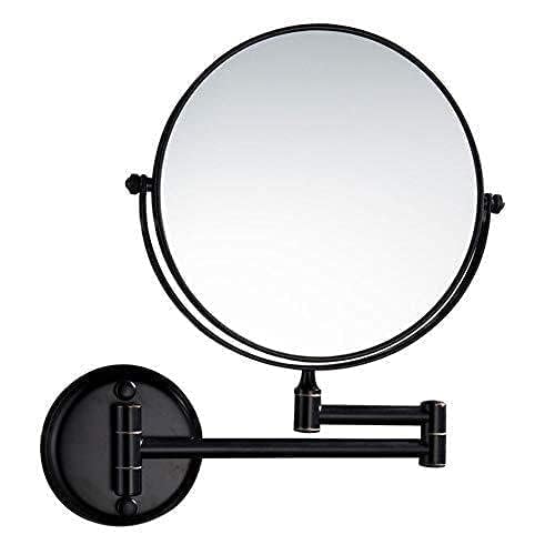 RFV1 Make Up Mirror/Shaving Mirror/Zoom Mirror for Bathroom/Brass Two-Sided 360° Swivel/Magnifying Mirror with Adjustable Frame (8 Inches/Black)