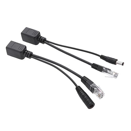 Uonlytech 4 piezas Adaptador Divisor Poe Splitter Cable para CCTV Dc Jack Alcance Poe Injector Kit para Routers WLAN Monitoreo de Seguridad miniatura 4