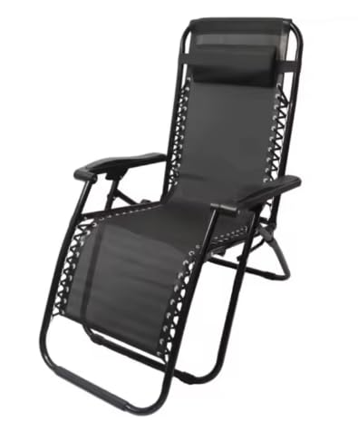 ARBUTUS Tumbona de Jardín Plegable y Reclinable, Hamaca con Cojín Cómoda y Resistente para Terraza, Camping y Patio (1, Negro)