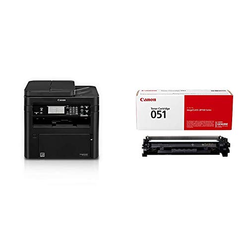 Canon Image Class MF269dw (2925C006) All-in-One, Wireless Laser Printer, AirPrint, 30 Pages Per Minute and High Yield Toner Option & Genuine Toner Cartridge 051 Black (2168C001), 1-Pack