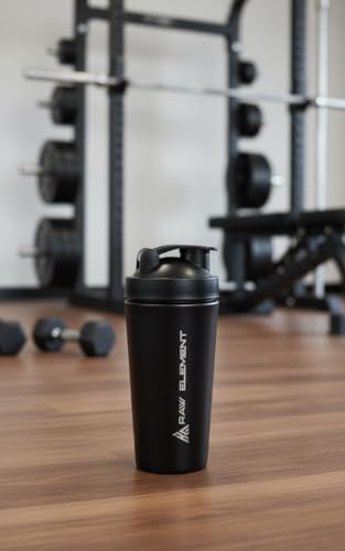 Image of Stainless Steel Gym Shaker 750ml - Leakproof Shaker Bottle for Protein Powder, Smoothies, Supplements - Odor-Free, Durable & Portable for Gym, Travel, and Workouts (Black)