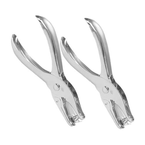 BinZyronic 金属製ホールパンチャー 2個セット ? コンパクト設計で紙やクラフトタグに正確な穴あけ、携帯便利