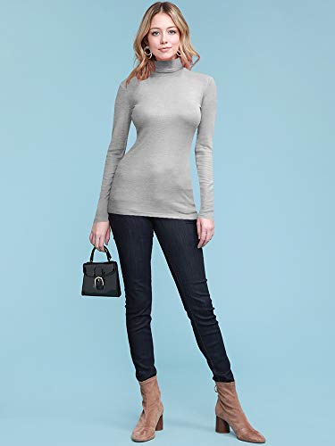 Image of Lock and Love Women's Turtleneck Top Lightweight Long Sleeve Slim Fit Pullover, Soft Rayon Stretch Layering Basic, S-3XL