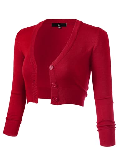 Image of Allsense Women's Cropped Bolero Shrug Cardigan | 3 /4 Sleeve, Button Down, Lightweight Knit Sweater