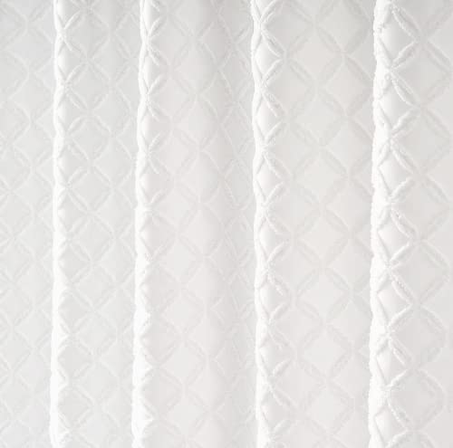 Artisyne Mesh Window White Chic Farmhouse Tufted Shower Curtain, 3D Soft Silky Chenille Check Fabric Shower Curtain，Waterproof And Easy Care （Cream White，72 Wx72 H） #TOP6