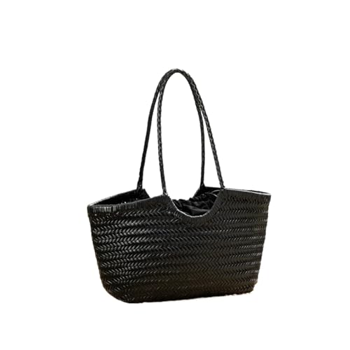Sac fourre-tout tissé en cuir véritable un cabas luxe de grande capacité