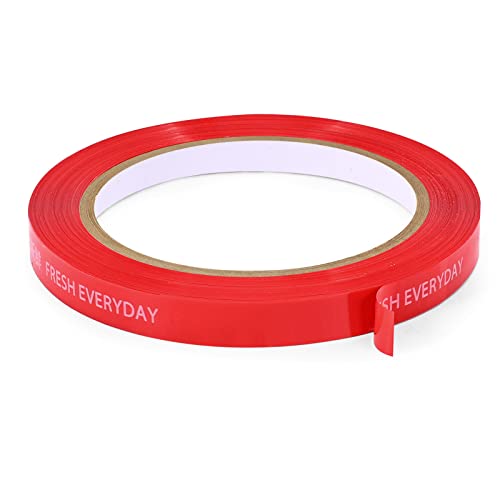 Bag Sealing Tape, 3/8 inch x 66 yd Red Poly Tapes, Plastic Produce Bags Tape for Meat Cake Bread Icing (3Pack)