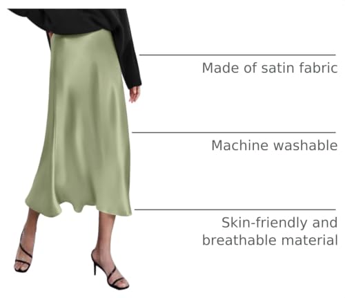 Image of Zeagoo Skirts for Women High Waist Skirt Elegant Midi Skirt Satin