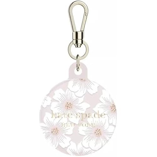 kate spade new york AirTag Holder with Gold Ring Clip - Hollyhock Cream